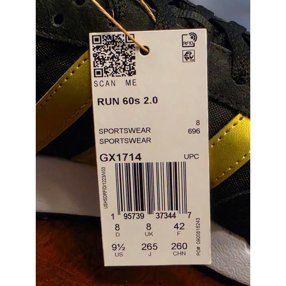 Adidas Run 60s 2.0 Women’s 9.5 – Black/Gold – Brand New in Box - Picture 5 of 6